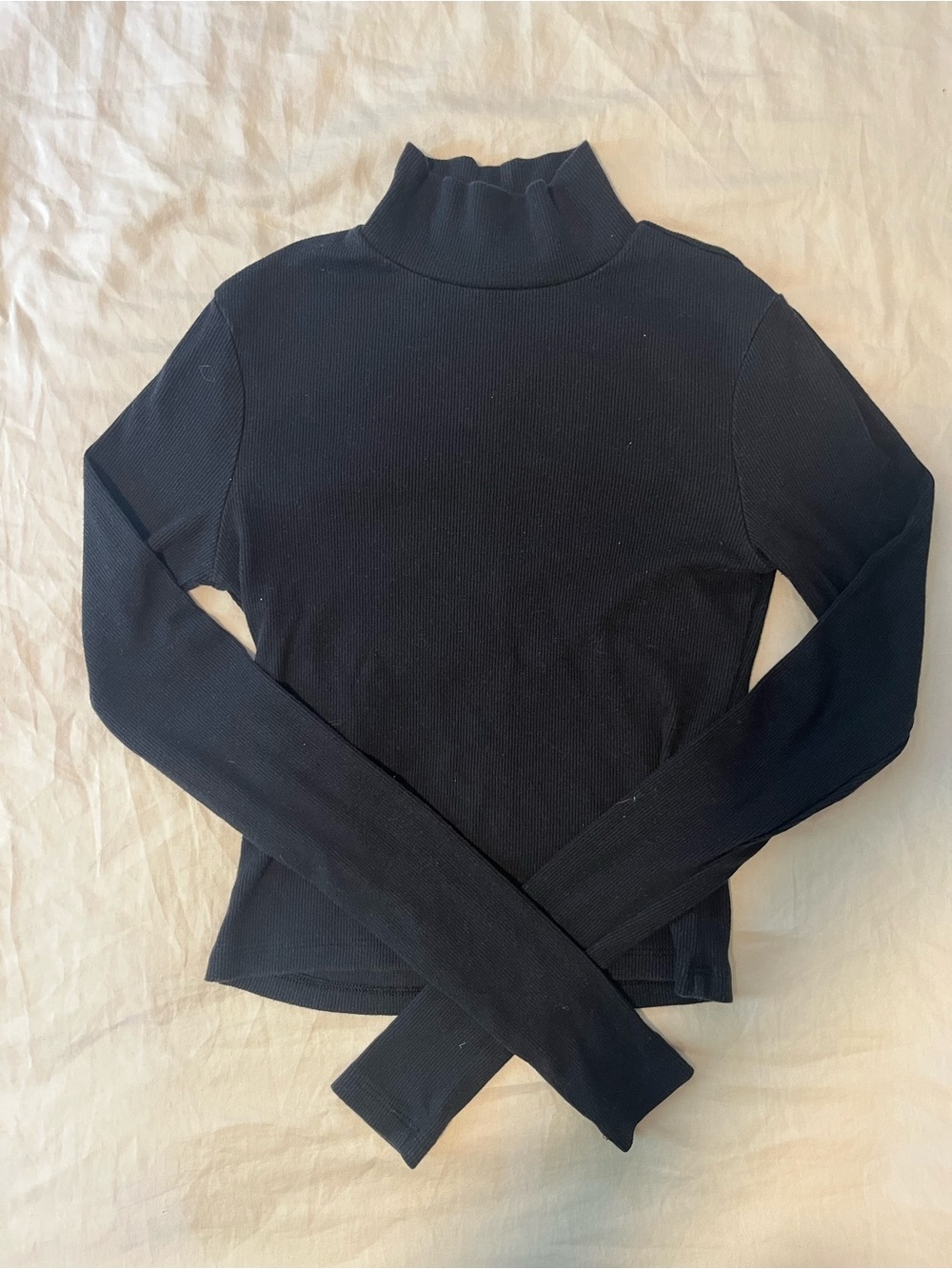 American Eagle Outfitters Black Ribbed Mock Neck Long Sleeve